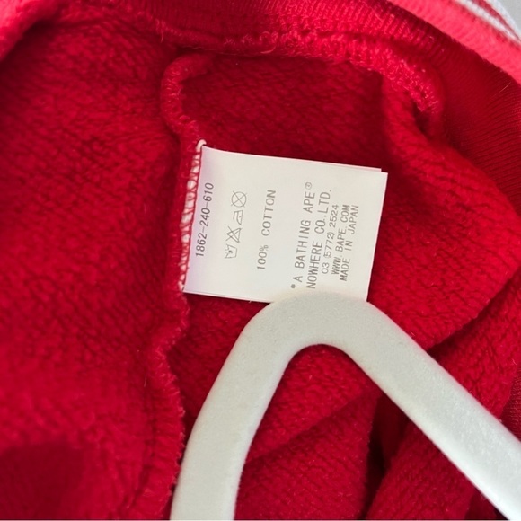 BAPE sz XS Baby Milo Red Baseball Jacket White Sleeves Fleece Bathing Ape Japan - Picture 11 of 11